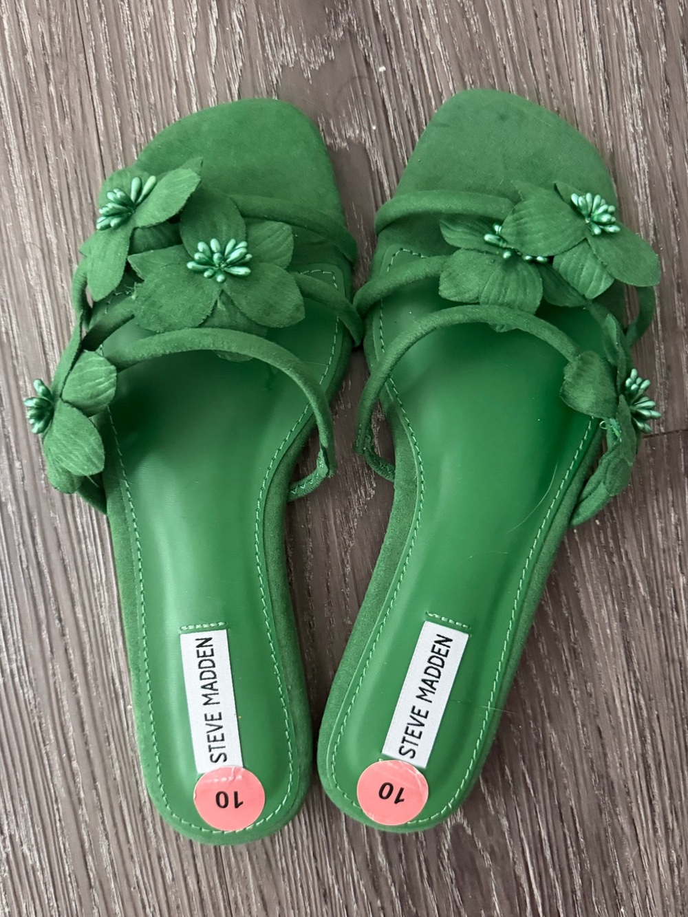Steve Madden Green Floral Slip-On Mules